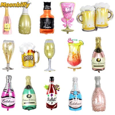 Wine Bottle Foil Balloons Ice Cream Pizza Donut Beer Whisky Shape Style Globals Kids Birthday Party Decor Supplies Baby Shower Adhesives Tape