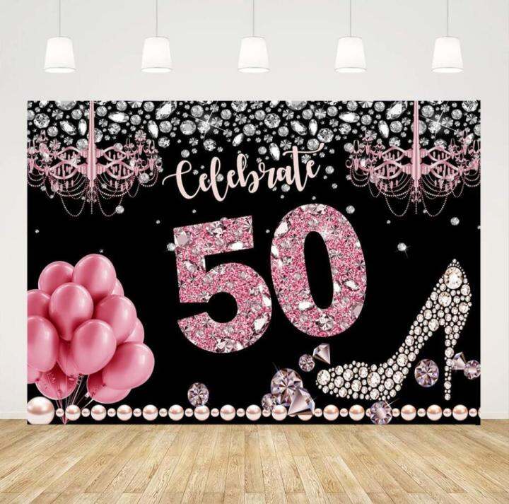 50 Fabulous Banner Happy Birthday Party Backdrop