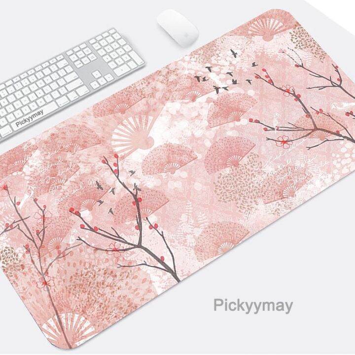 สีชมพู-sakura-mouse-pad-แผ่นรองเมาส์เกมมิ่ง-sakura-mouse-แป้นพิมพ์เกมมิ่งขนาดใหญ่-แผ่นรองโต๊ะคอมพิวเตอร์