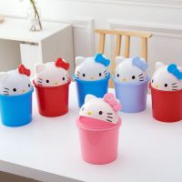 ✸ Sanrio Hello Kitty Mini Small Waste Bins Desktop Garbage Basket Home Table Plastic Trash Can Office Supplies Dustbins Barrel Box
