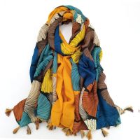 [A Like]แฟชั่นแปะก๊วยทอง Biloba พู่ Viscose Shawl ผ้าพันคอ High Wrap Stole Bufandas Sjaal