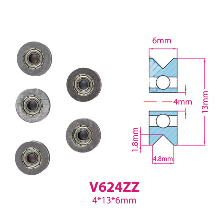 yizhuoliang-5pcs-v-u-groove-ลูกกลิ้งล้อลูกปืนแบริ่งเย็บปักถักร้อยเครื่องรอกแบริ่ง