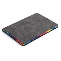 A5 creative rainbow edge notebook pu imitation leather cover office notepad diary ins hand ledger bookmark Planner