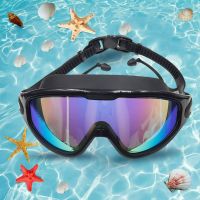 Big-frame Swim Eyewear Waterproof Silicone Anti-Fog Swimming Glasses Adjustable Buckle Conjoined Earplug for Professional Sports Accessories Accessori