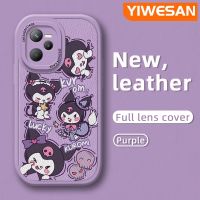 YIWESAN เคสสำหรับ Realme C35 C31 Narzo 50A Prime,เคสการ์ตูนนำโชค Kuromi บางเคสโทรศัพท์มีลายนุ่มหนังฝาปิดด้านหลังเลนส์เต็มรูปแบบเคสป้องกันกล้องเคสกันกระแทก