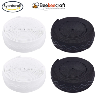 Beebeecraft 1 Roll Polyester White/Black Non-Slip Silicone Elastic Gripper Band for Garment Sewing Project 30x1mm; about 8yards/roll