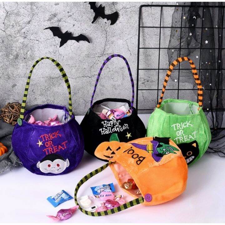 Halloween Handheld Candy Bag Pumpkin Troubler Ghost Trick Bag Costume