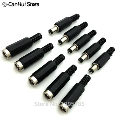 10pcs DC Power Jack Plugs Male / Female Socket Adapter Connectors 2.1mm x 5.5mm For DIY Projects Disassembly Female Male Plug  Wires Leads Adapters