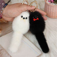 Mink Fur Little Fox Fur Ball Pendant Real Plush Bag Accessories Car Keychain Mini Dolls Fur Accessories Small Gifts