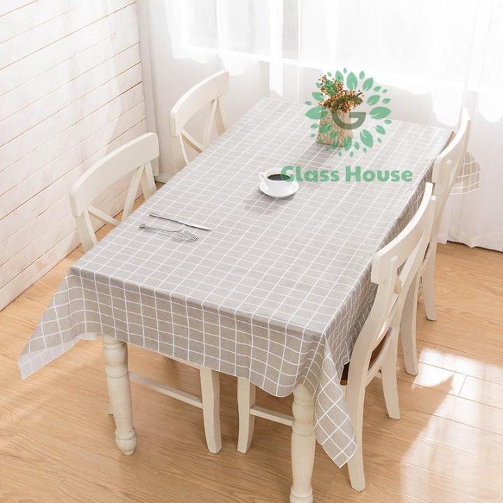 10-ชิ้น-ผ้าปูโต๊ะ-ผ้าคลุมโต๊ะ-ผ้าปูโต๊ะสไตล์-มินิมอล-พลาสติก-peva-ลายตาราง-กันน้ำ-gh99