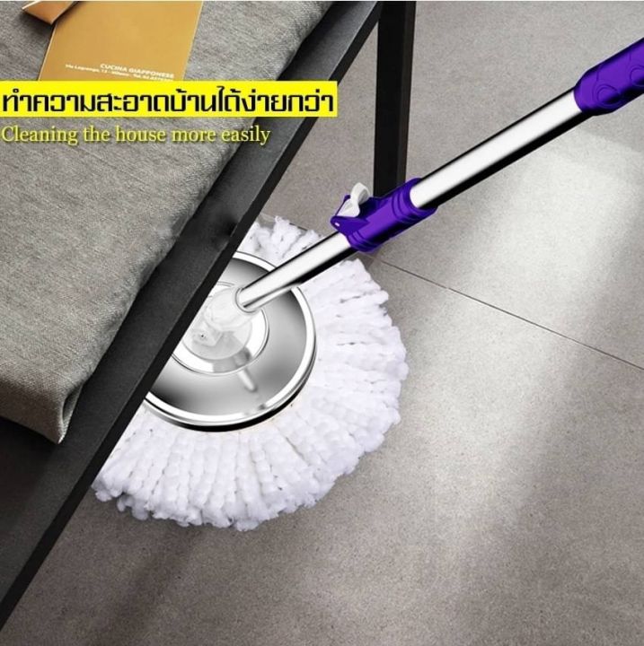 ไม้ถูพื้น-ชุดไม้ถูพื้น-spin-mop-ไม้ถูพื้นหัวสแตนเลส-ไม้ม็อบอัตโนมัติ-ประหยัดแรง-แข็งแรงทนทาน-หมุนได้-360-องศา