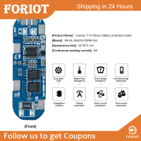 Foriot Foriot 3S 11.1V ที่ชาร์จ18650 10A PCB แผ่นป้องกัน BMS สำหรับแผ่นป้องกันเซลล์แบตเตอรี่ลิเธียม Li-Ion