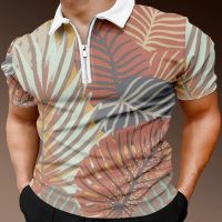 NEW Mens 3d Flat Printed Single Piece Short Sleeved Shirt with Zipper