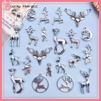 LUCKY HAIRACC 66pcs 11รูปแบบ จี้เสน่ห์กวาง เงินสีเงิน โลหะผสมอัลลอยด์ เครื่องรางรูปสัตว์คริสต์มาสแบบย้อนยุค ดีไอวาย กวางกวางคริสต์มาสจำนวนมากกวางห้อย สำหรับสร้อยคอ