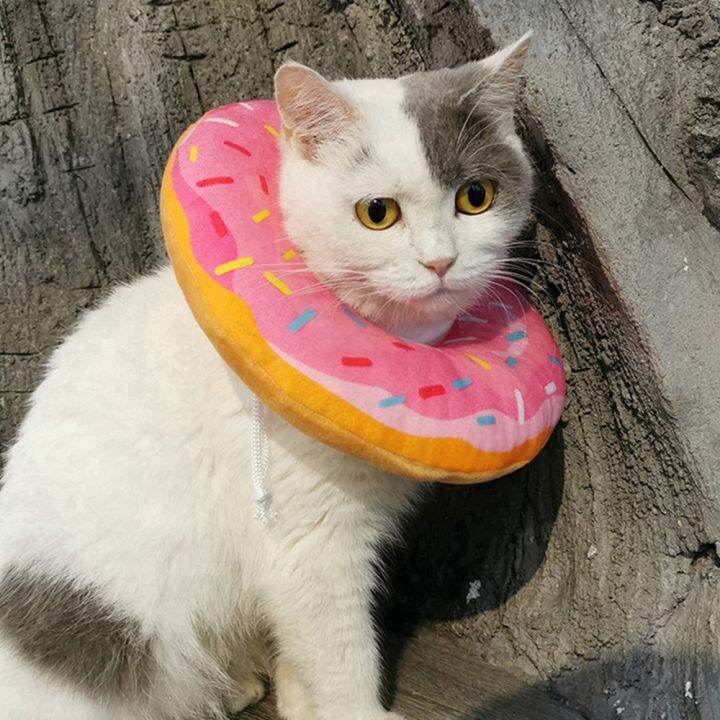 hot-pet-cat-donut-headgear-elizabeth-pet-protection-collars-recovery-cone-adjustable-cotton-blends-neck-prevent-bite-protection-coll