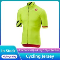 【มีสินค้า】Mens Pro Castelli Lightweight Cycling Jersey Bicycle Top Short Sleeve Riding Shirt NEW Racing Downhill Jerseys Cycling Jersey Mountain Bike Motorcycle Jerseys Motocross Sportwear