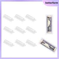 BETTERFORM 12PCS พลาสติกทำจากพลาสติก ที่ใส่บัตรและเงิน ที่วางทำเอง พร้อมเทปกาวสองหน้า ที่ใส่เงินลิปสติก ของขวัญบัณฑิต โปร่งใสโปร่งใส ถุงลิปบาล์ม ลิปบาล์ม