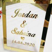 ❐ Personalized Wedding Welcome Sign Custom Mirror Acrylic Frame Names Welcome Signs Wedding Party Decor Favor