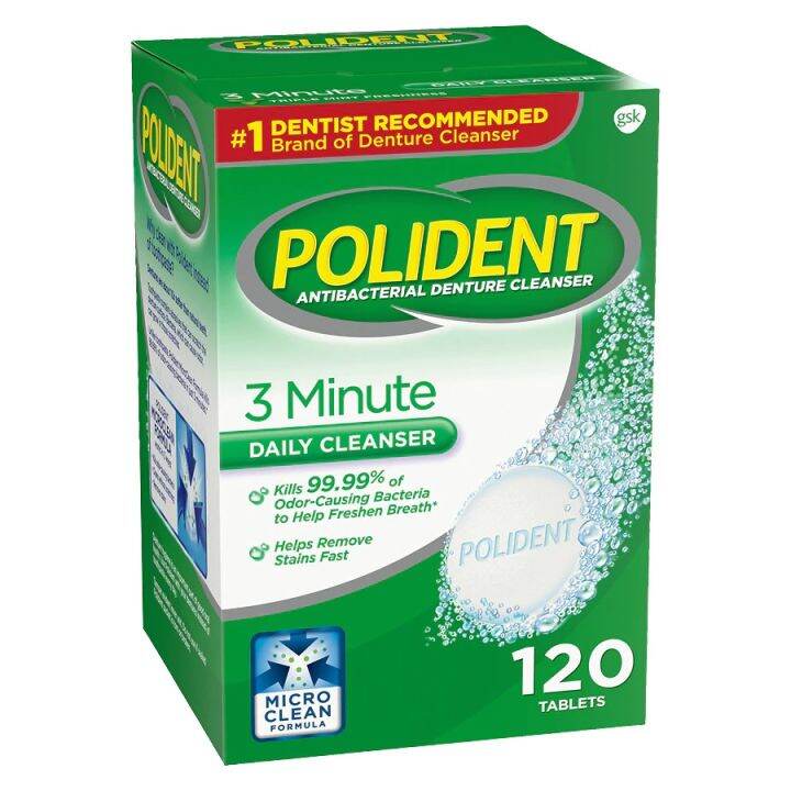 Polident 3Minute AntiBacterial Denture Cleanser 120Tablets Lazada PH