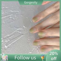 GORGESITY 24ชิ้น/กล่องผู้หญิงชาเขียวไล่ระดับสีสไตล์อ่อนโยนเล็บปลอมแบบสั้นคลุมทั้งหมดกดบนเล็บที่ถอดออกได้