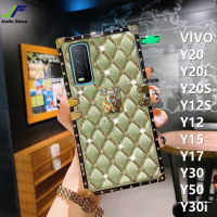 JieFie สำหรับ VIVO Y20 / Y20S / Y20i / Y12S / Y12 / Y15 / Y17 / Y30 / Y50 / Y30i กรณีหรูหราหนังส่องเพชรโทรศัพท์กลับปก