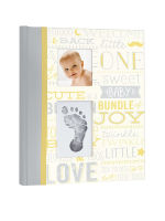 Little Blossoms by Pearhead Vintage Five Year Memory Book with an Included Clean-Touch Pad to Create Babys Handprint or Footprint, Yellow and Gray, 9x10.75x0.67 Inch (Pack of 1) Vintage Yellow Baby Book