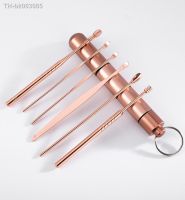 ❍▲ Stainless Steel 6PCS Ear Cleaning Artifact Spring Rotary Ear Picking Tool Set Kit Earpick Rose Gold Domestic