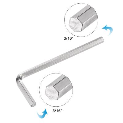Uxcell 2Pcs Hexagon Wrench 3/16" Hex Hexagon Key Allen Wrench L Shaped Long Arm CR-V Repairing Tool Hand Tools Nails Screws Fasteners
