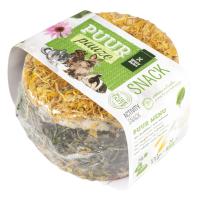 Puur Pauze rice disk herbs &amp; flower yellow 130 g อาหารเสริมสำหรับสัตว์ฟันแทะ