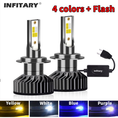 Infitary 4 Colors And Flash LED Car Headlights Auto H7 H4 H1 H3 H8 H9 H11 9005 9006 Flashing 3000K 6500K 10000K Fog Lights Lamps Bulbs  LEDs  HIDs