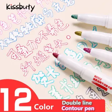 Double Lines Contour Art Pens, Marker Pens Scrapbooking