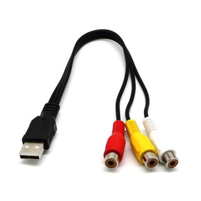 USB ชาย3RCA RGB หญิงสายสัญญาณเสียง AV สายแปลงสัญญาณ