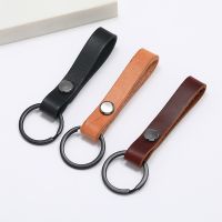 Wholesale Simple Vintage Cowhide Leather Keychain Car Key Chain Creative Key Pendant Best Friend Small Gift
