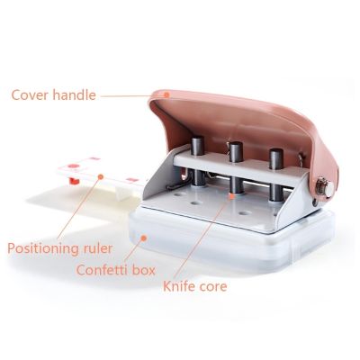 【CC】 Multifunctional Hole Puncher for w/ Positioning Ruler 5 Sheets Paper 3/6/9 Holes
