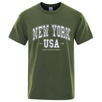 New York Usa Est 1788 Street City Letter Graphic T-Shirt Men Casual Tee Clothes Summer Loose Cool Tshirt Cotton Oversize T Shirt