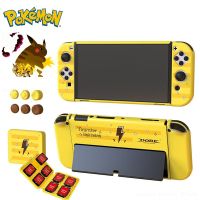 [Enjoy the small store] เคส Pikachu โปเกมอนสำหรับนินเท็นสวิตช์ Oled เคสห่อหุ้มอะนิเมะเกมกล่องเก็บการ์ดที่จับอุปกรณ์เสริม