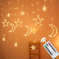 Ramadan Decoration 2023 Star Moon Christmas Led Curtain Garland Fairy String Lights Islam Muslim For Party EID Mubarak Decor