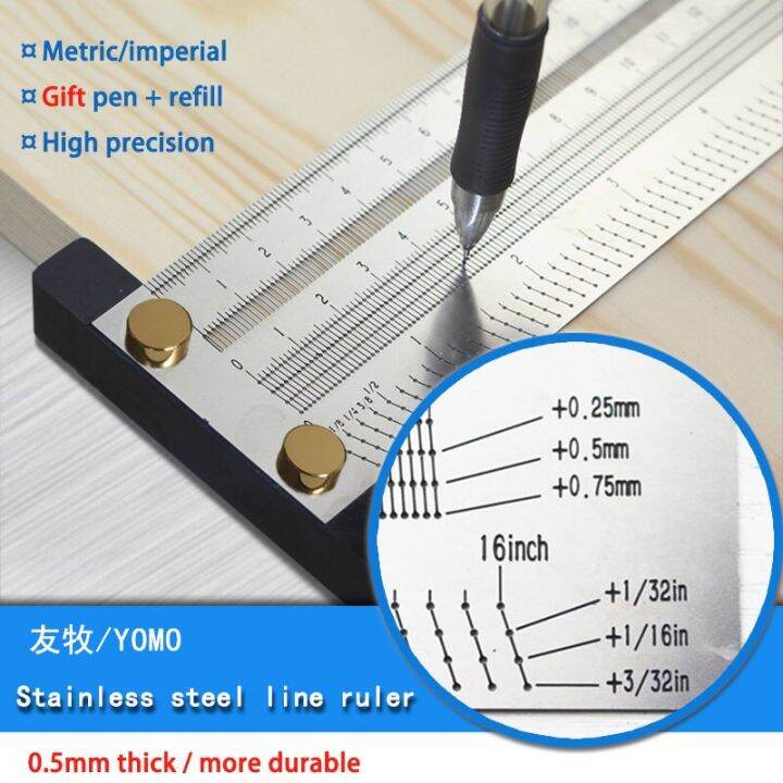 High-precision Scale Ruler T-type Hole Ruler Stainless Woodworking