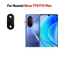 1ชิ้นของใหม่ดั้งเดิมสำหรับ Huawei Nova Y70บวกด้านหลังกระจกกล้องถ่ายรูปเลนส์ด้านหลังพร้อมสติกเกอร์ติดปลอกคอกันสุนัขเลียอะไหล่ทดแทน