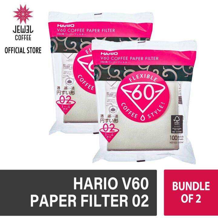 [Bundle of 2] Hario V60 Coffee Paper Filter (Size 02, 100 Count, White