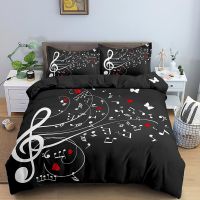 Love Heart Music Note Bedding Set Butterfly Duvet Cover with Pillowcase Shame Twin Full Kids Comforter Cover Queen King Size