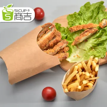 Kraft Paper Box Fries Box Cone Shape Bag Disposable Box Creative French  Fries Box Waterproof Anti-Oil Food Grade Package