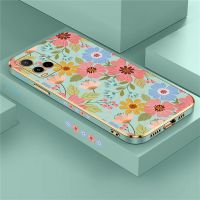 {Taoyitao เคส} เคสสำหรับ VIVO ชุบทรงสี่เหลี่ยม Y21 Y22S Y33S Y35 Y51 Y20 Y12S Y17 Y15 Y02 Y11 Y77 Y75 Y72ฝาครอบดอกไม้ซิลิโคน