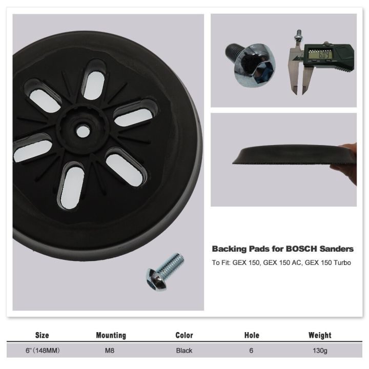 6-inch-6-hole-hook-amp-loop-sanding-pad-backing-plate-for-for-bosch-sander-gex-nbsp-150-gex-150-nbsp-ac-gex-nbsp-150-turbo-grinding-machine