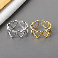 Heart hollowout 925 Sterling Silver Ring New Simple Gold Jewelry Leaf Not Allergic Popular Aesthetic Opening Rings Love Loop kof