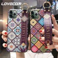 [Chaoke digital branch] LOVECOM เคสโทรศัพท์สายรัดข้อมือดอกไม้ย้อนยุคสำหรับ iPhone 14 12 11 Pro Max XR X XS Max 7 8 14 Plus เคสที่วางโทรศัพท์เคส TPU นิ่ม