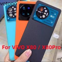 เคสฝาหลังซ่อมแซมสำหรับ VIVO X80 / X80 Pro 5G เคสกระจกฝาปิดแบตเตอรี่ด้านหลัง + อะไหล่ที่จับกล้องรูปตัวยู