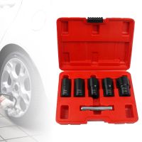 ☊✘◎ 6 Pieces 1/2 Drive Deep Impact Socket Set 17mm 19mm 21mm 22mm 27mm with Storage Case Deep Sockets 6 Point Metric Socket Set