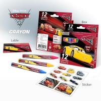 สีเทียน ลายคาร์  Crayons ขนาดมาตรฐาน12สี/กล่อง  เกรดพรีเมียม