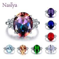 Fashion Multicolor Gemstone Wedding Rings High Quality Spine Ring For Sale Women 39;s Silver 925 Jewelry Ring Size 5-10 7 Colors